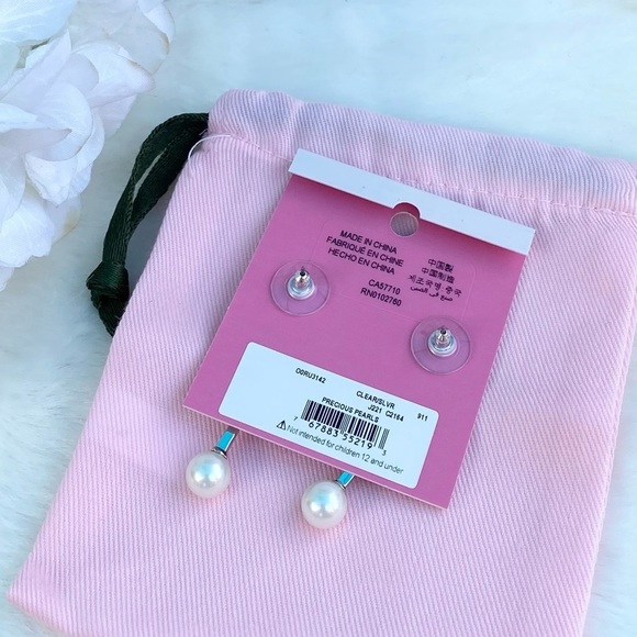 NWT KATE SPADE ♠️ PRECIOUS PEARLS LINEAR EARRINGS - Picture 5 of 7